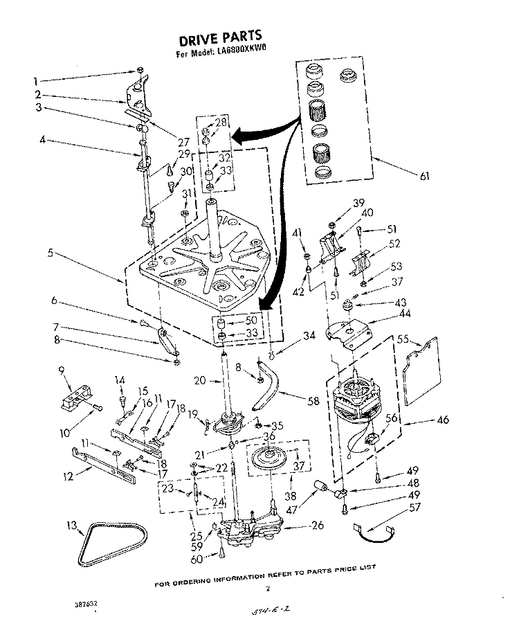 DRIVE Diagram and Parts List for LA6800XKW0  Whirlpool Washer