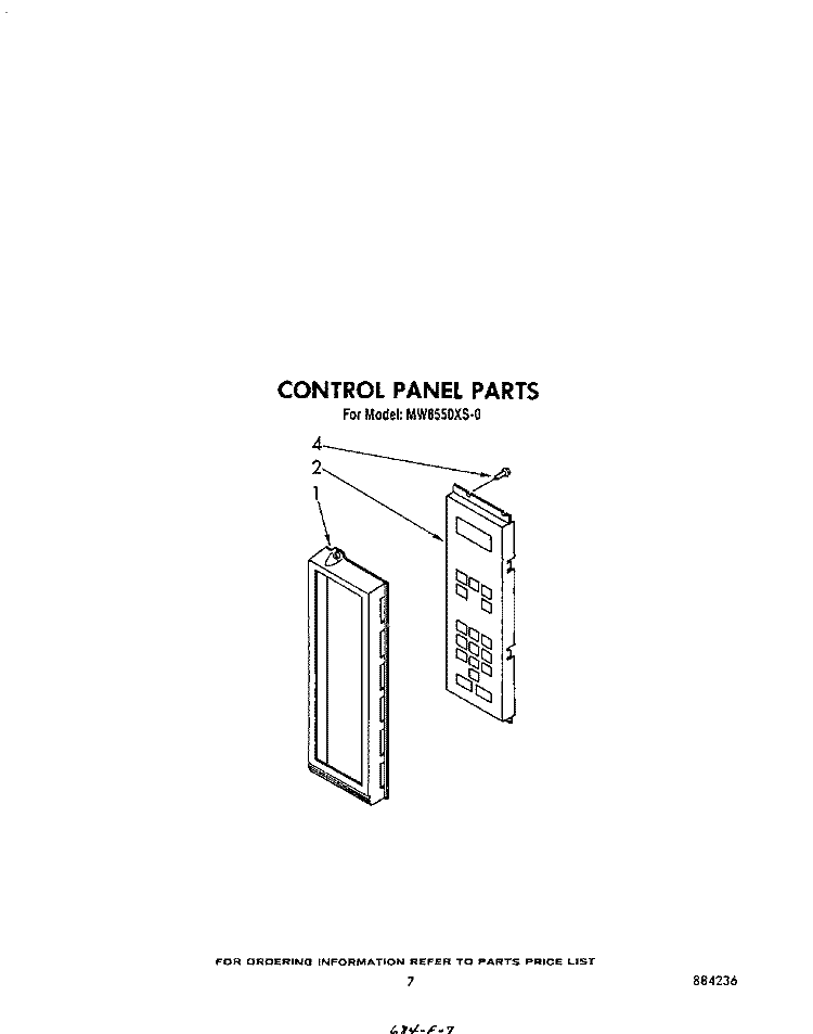 CONTROL PANEL Diagram and Parts List for MW8550XS0  Whirlpool Microwave
