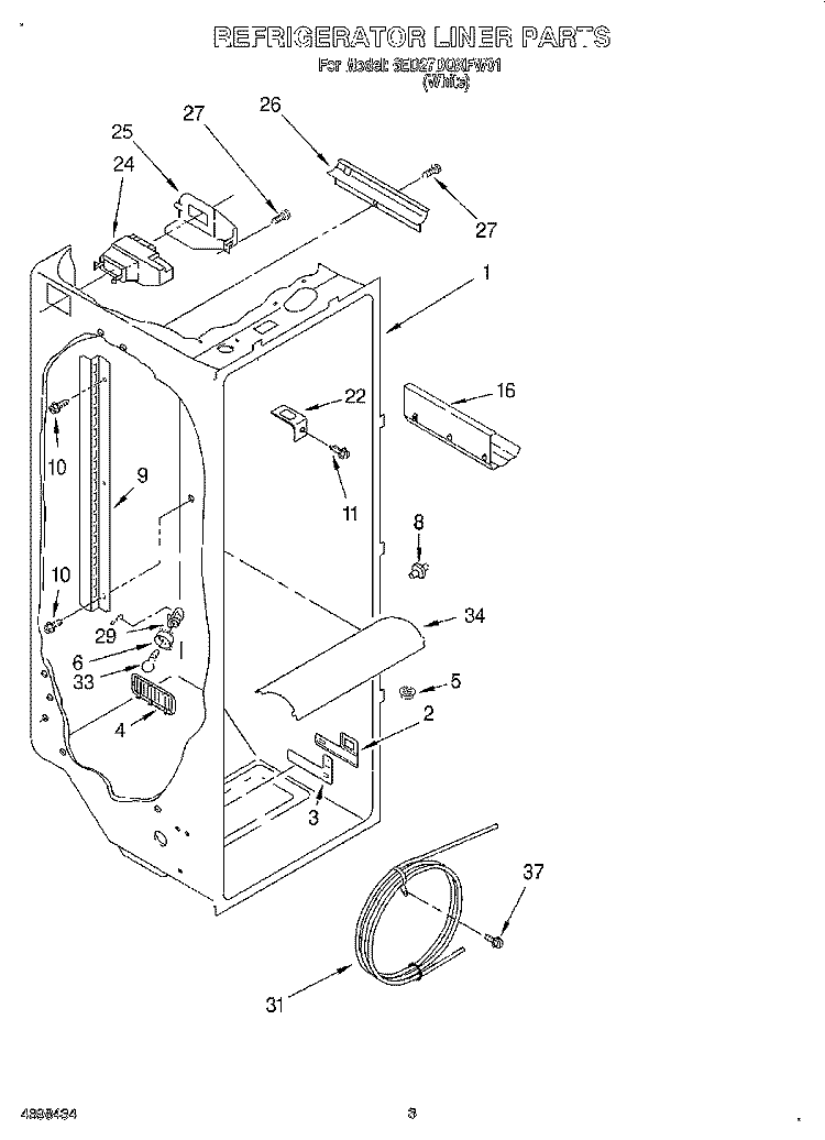 REFRIGERATOR LINER Diagram and Parts List for 6ED27DQXFW01  Whirlpool Refrigerator