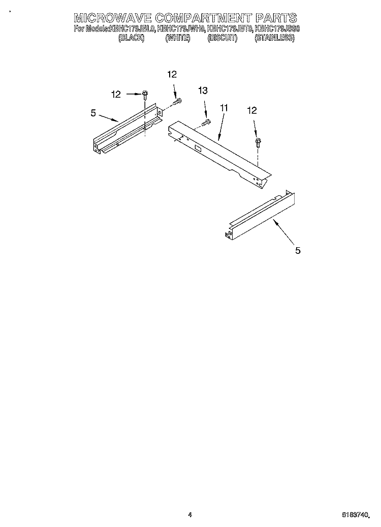 MICROWAVE COMPARTMENT Diagram and Parts List for KBHC179JBL0  KitchenAid Microwave Oven Combo