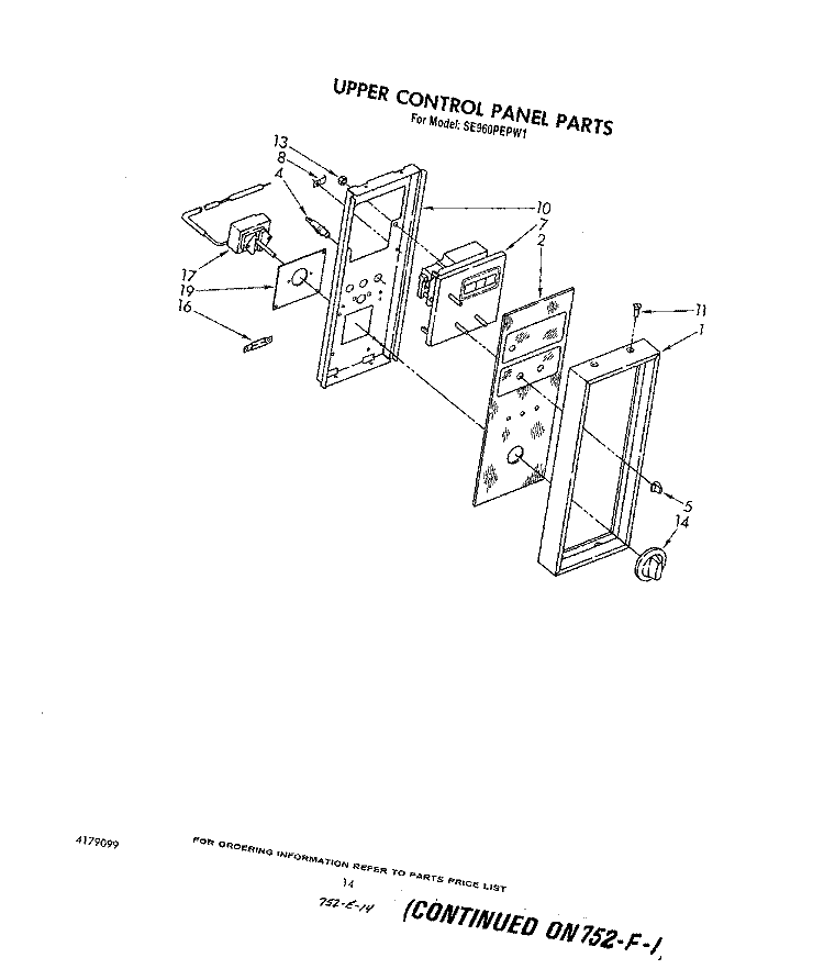 UPPER CONTROL PANEL , LIT/OPTIONAL Diagram and Parts List for SE960PEPW1  Whirlpool Range