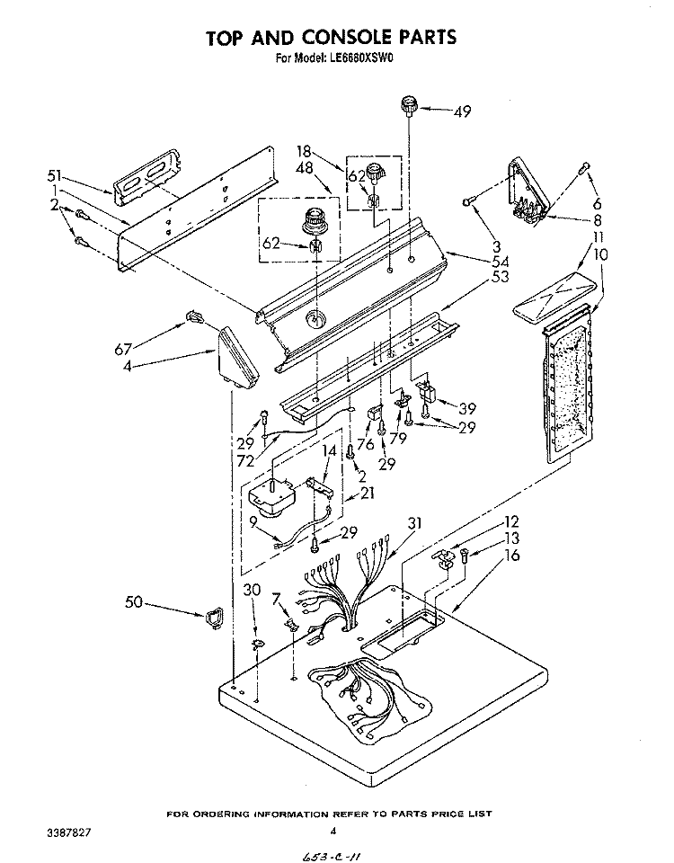 SECTION Diagram and Parts List for LE6680XSW0  Whirlpool Dryer