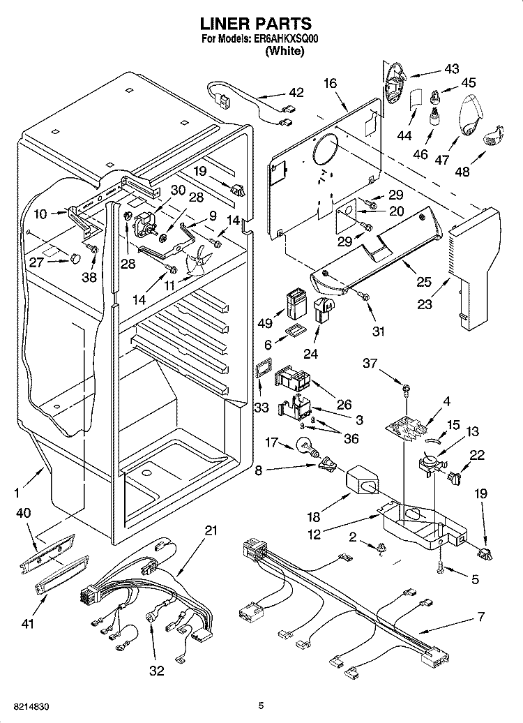 LINER PARTS Diagram and Parts List for ER6AHKXSQ00  Whirlpool Refrigerator