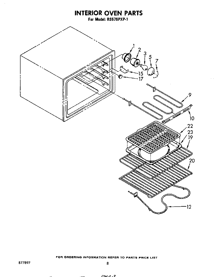 INTERIOR OVEN Diagram and Parts List for RS576PXP1  Whirlpool Range