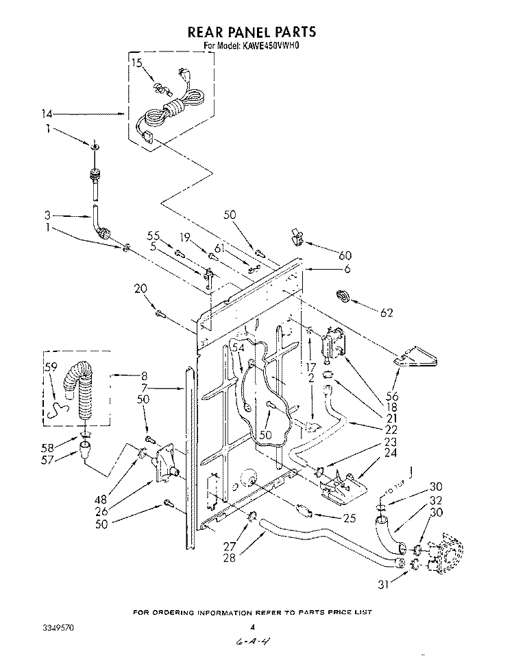 REAR PANEL Diagram and Parts List for KAWE450VAL0  KitchenAid Washer