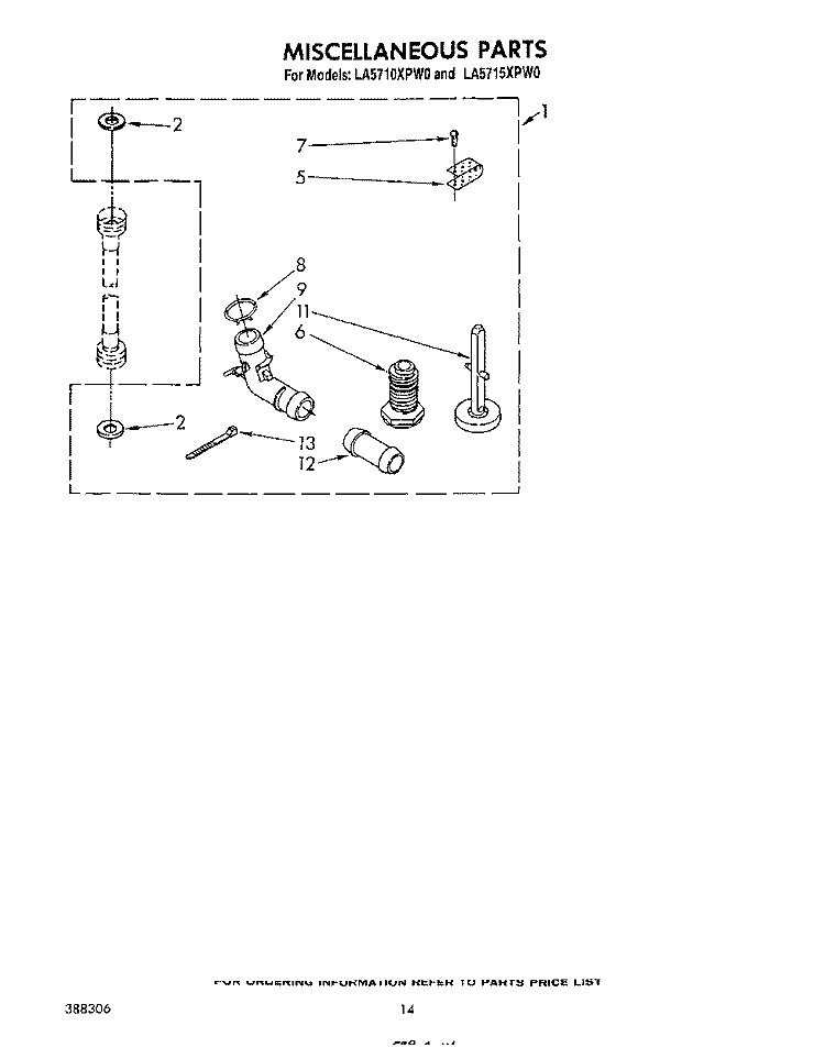 MISCELLANEOUS , LITERATURE AND OPTIONAL Diagram and Parts List for LA5715XPW0  Whirlpool Washer