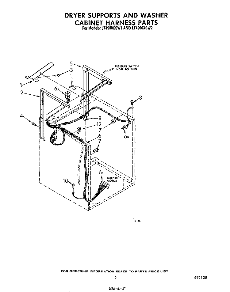 DRYER SUPPORTS AND WASHER CABINET H Diagram and Parts List for LT4900XSW1  Whirlpool Washer Dryer Combo