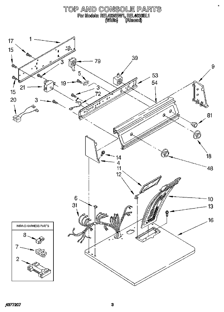 SECTION Diagram and Parts List for REL4636BW1  Roper Dryer