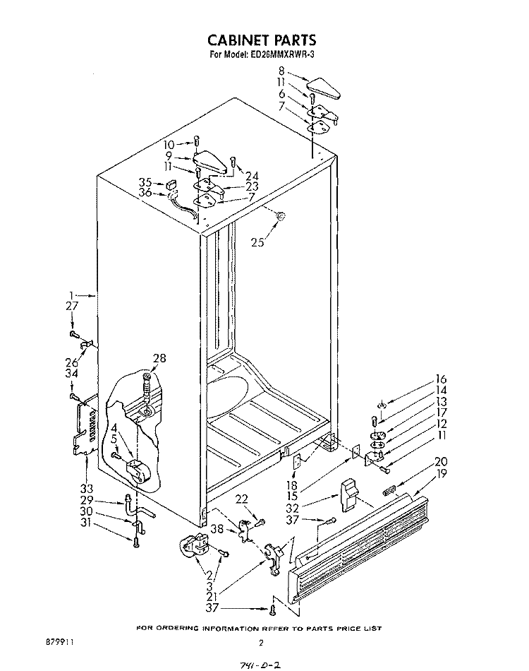 CABINET Diagram and Parts List for ED26MMXRWR3  Whirlpool Refrigerator