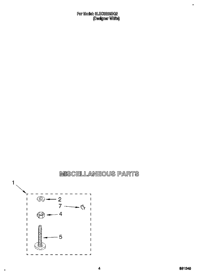 MISCELLANEOUS Diagram and Parts List for 6LSC9255BQ2  Whirlpool Washer