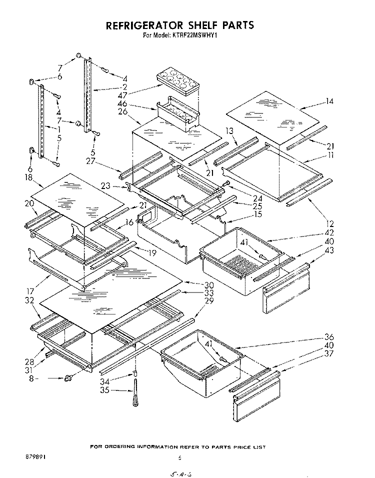 REFRIGERATOR SHELF Diagram and Parts List for KTRF22MSTOY1  Whirlpool Refrigerator