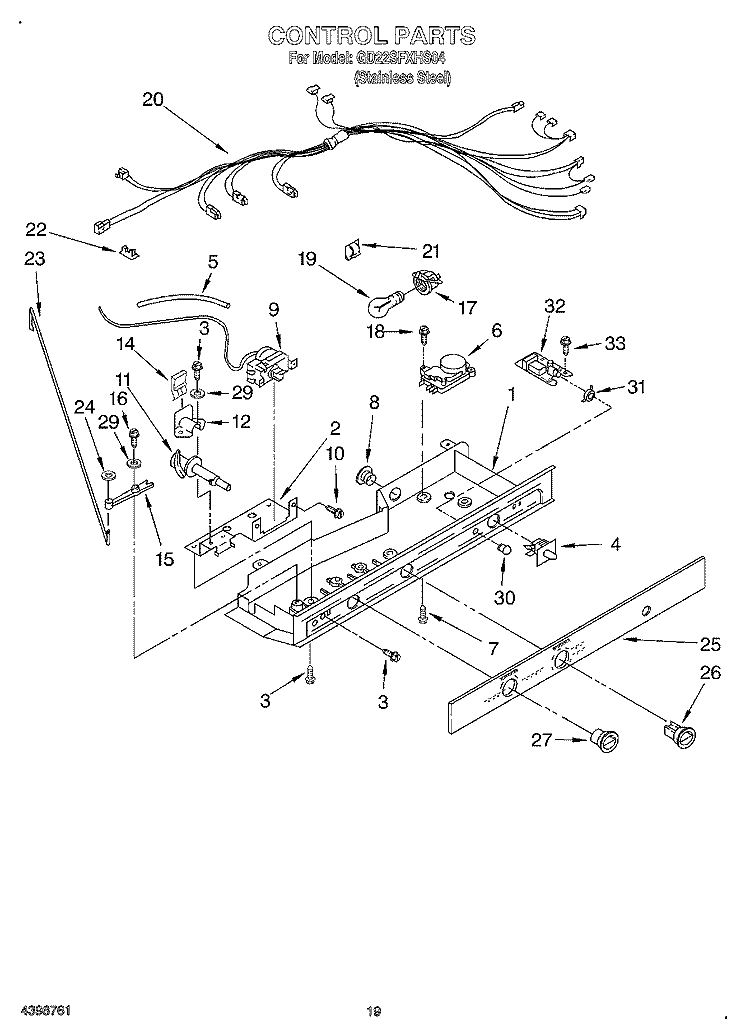 CONTROL Diagram and Parts List for GD22SFXHS04  Whirlpool Refrigerator