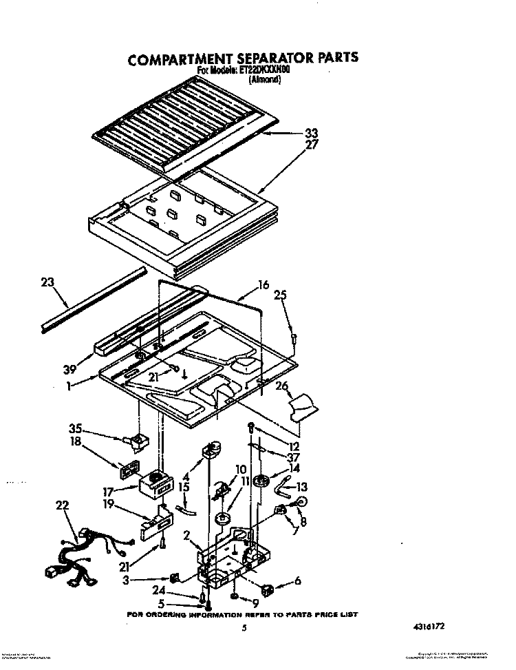COMPARTMENT SEPARATOR Diagram and Parts List for ET22DKXXW00  Whirlpool Refrigerator