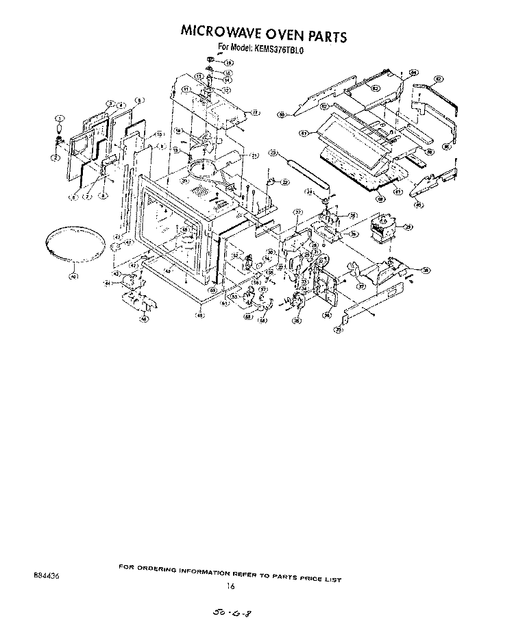 MICROWAVE OVEN Diagram and Parts List for KEMS376TWH0  KitchenAid Microwave Oven Combo