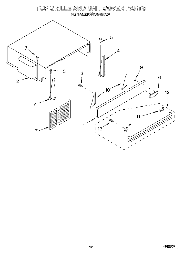 TOP GRILLE AND UNIT COVER Diagram and Parts List for KSSC36MHS00  KitchenAid Refrigerator