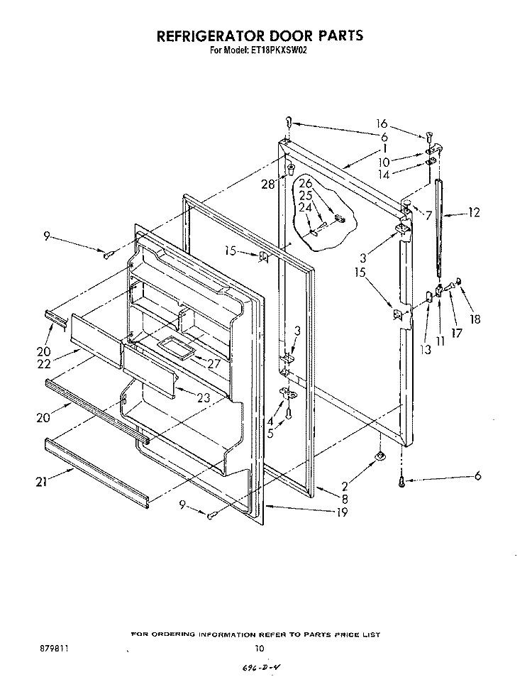 REFRIGERATOR DOOR , LIT/OPTIONAL Diagram and Parts List for ET18PKXSW02  Whirlpool Refrigerator