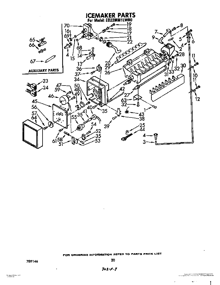 ICEMAKER Diagram and Parts List for ED22MM1LWR0  Whirlpool Refrigerator