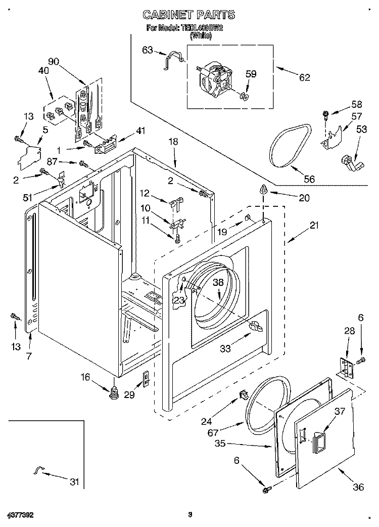 SECTION Diagram and Parts List for TEDL400BW2  Whirlpool Dryer