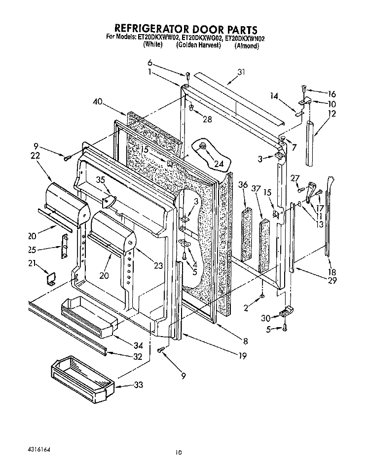 REFRIGERATOR DOOR Diagram and Parts List for ET20DKXWW02  Whirlpool Refrigerator