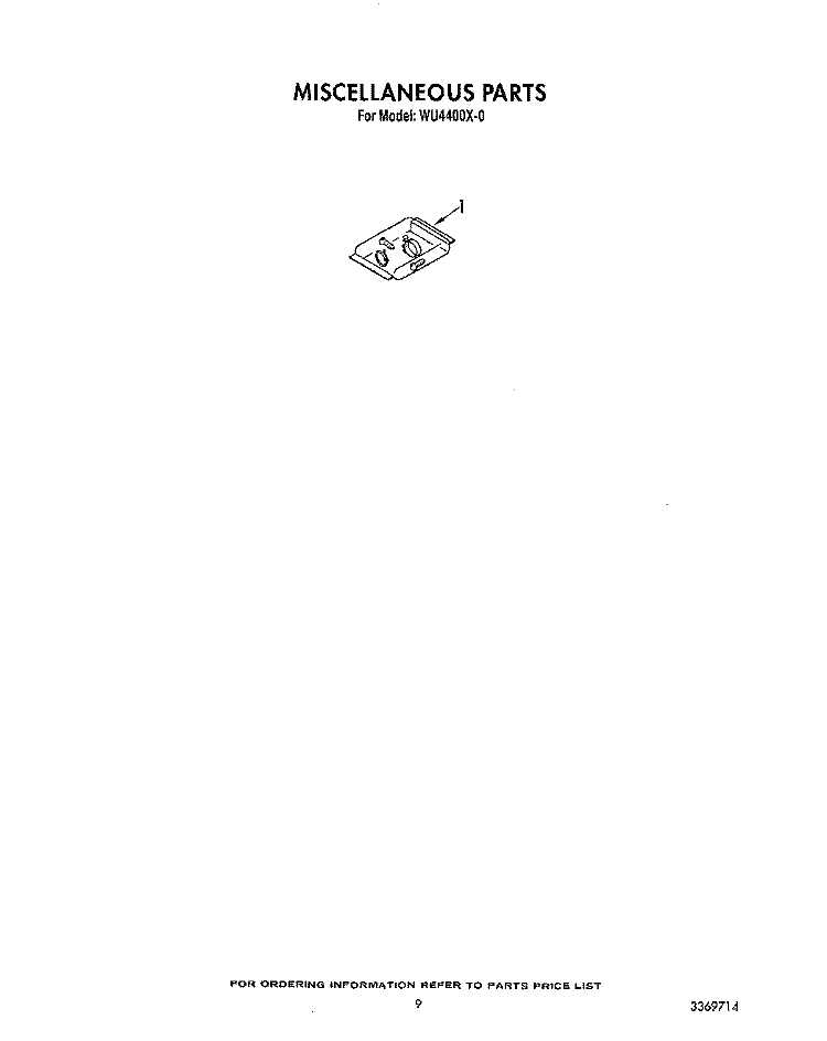 MISCELLANEOUS, LIT/OPTIONAL Diagram and Parts List for WU4400X0  Roper Dishwasher