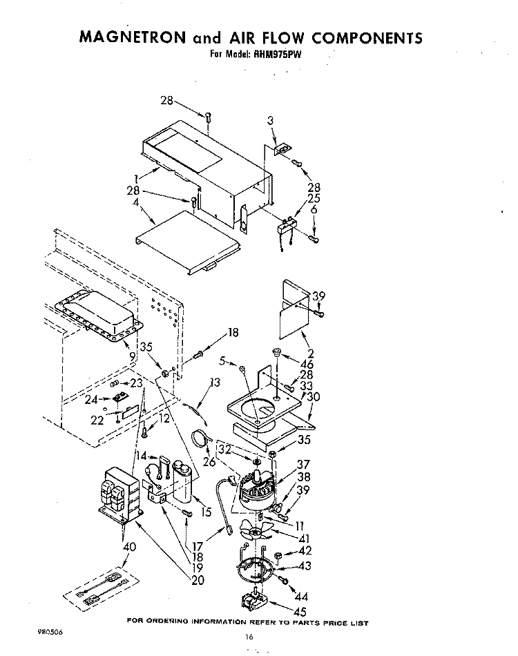 MAGNETRON AND AIRFLOW , NOT ILLUSTR Diagram and Parts List for RHM975PW  Whirlpool Range