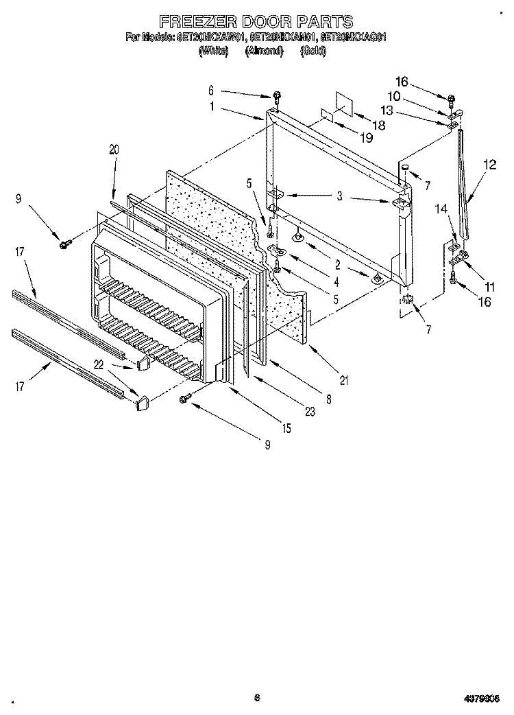 FREEZER DOOR Diagram and Parts List for 8ET20NKXAN01  Whirlpool Refrigerator
