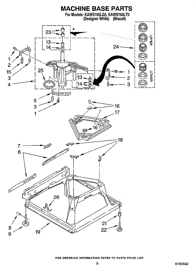MACHINE BASE PARTS Diagram and Parts List for KAWS750LT3  KitchenAid Washer