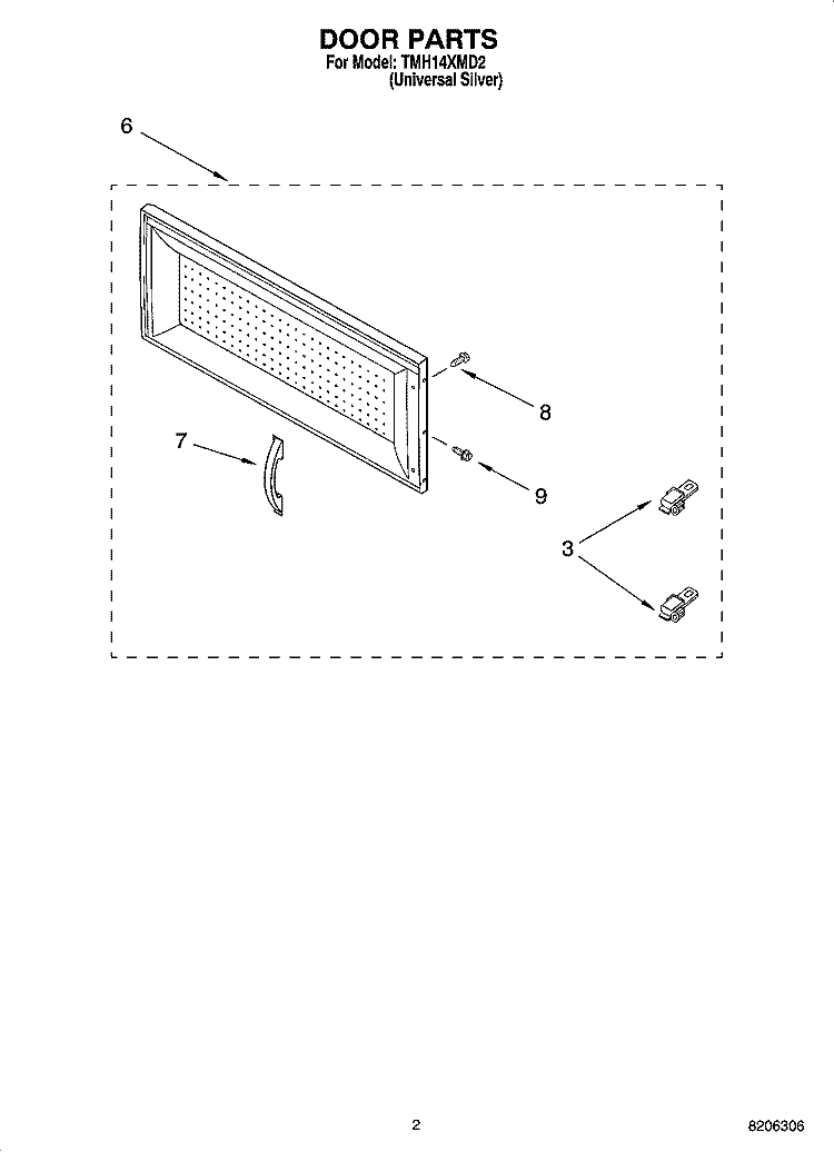 DOOR PARTS Diagram and Parts List for TMH14XMD2  Estate Microwave