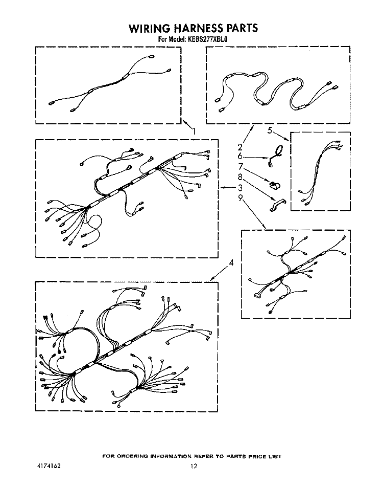 WIRING HARNESS Diagram and Parts List for KEBS277XBL0  KitchenAid Wall Oven