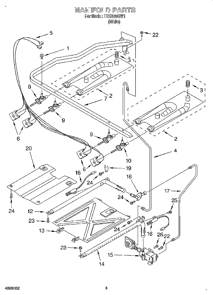 MANIFOLD Diagram and Parts List for TGS325GW1  Estate Range