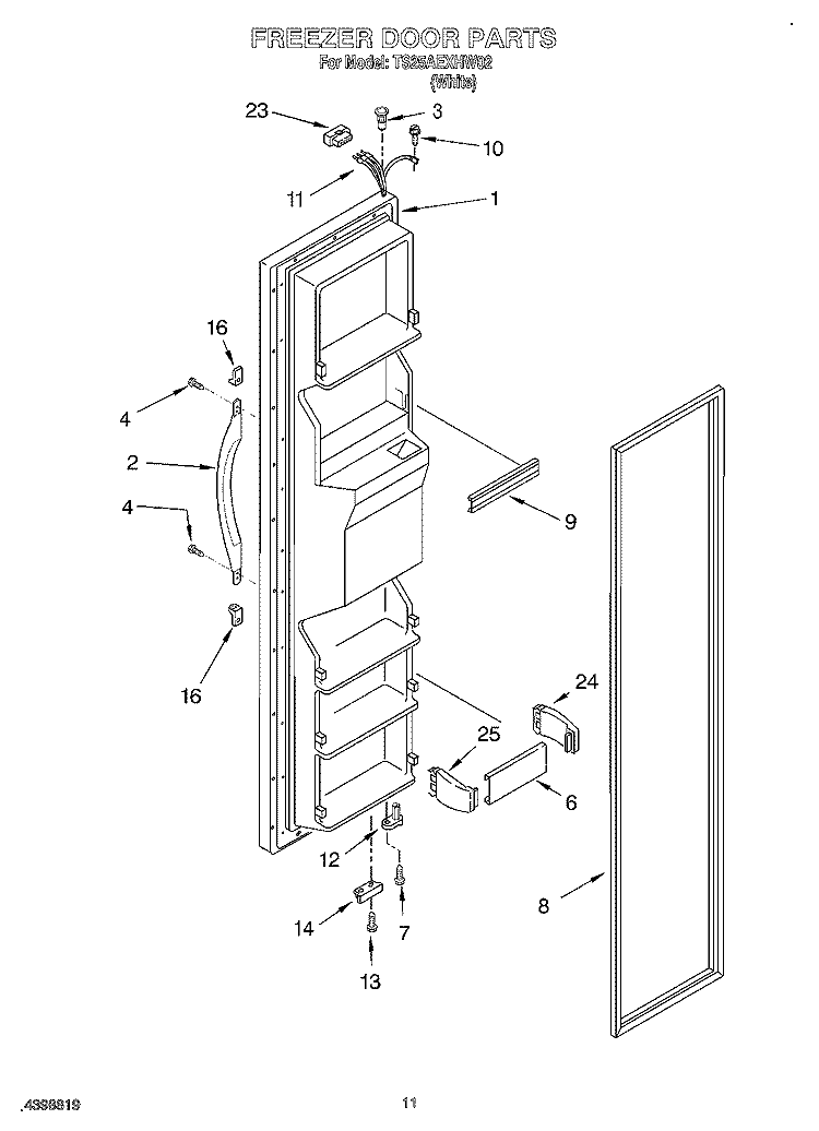 FREEZER DOOR Diagram and Parts List for TS25AEXHW02  Estate Refrigerator