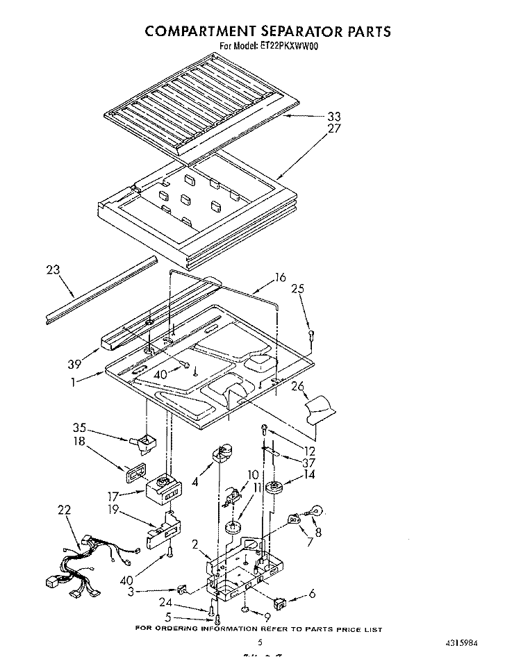 COMPARTMENT SEPARATOR Diagram and Parts List for ET22PKXWW00  Whirlpool Refrigerator