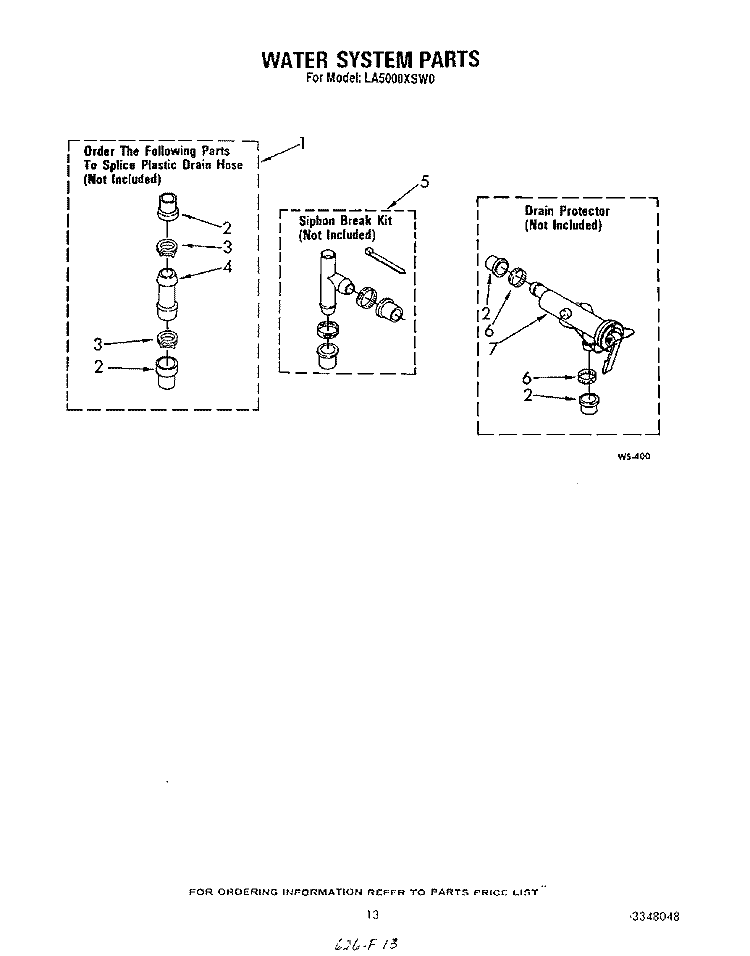 WATER SYSTEM Diagram and Parts List for LA5000XSW0  Whirlpool Washer