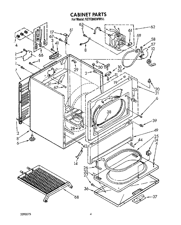 SECTION Diagram and Parts List for KEYE860WWH1  KitchenAid Dryer