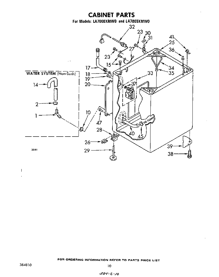 CABINET Diagram and Parts List for LA7005XMW0  Whirlpool Washer