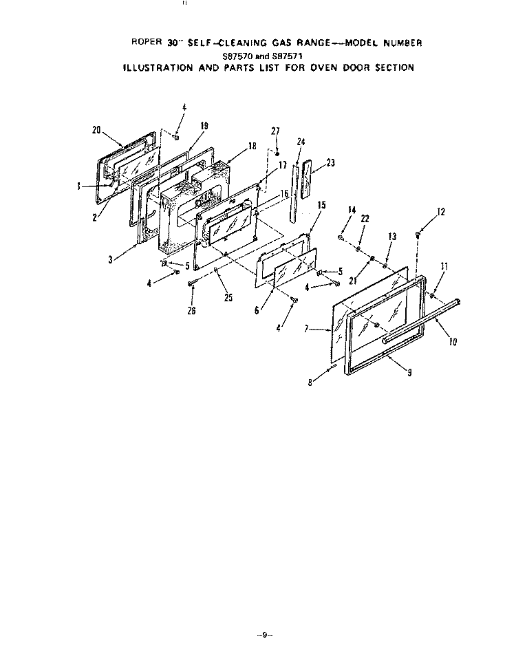 WIRE HARNESS , BACKSPLASH , GRIDD Diagram and Parts List for S8757W1  Roper Range