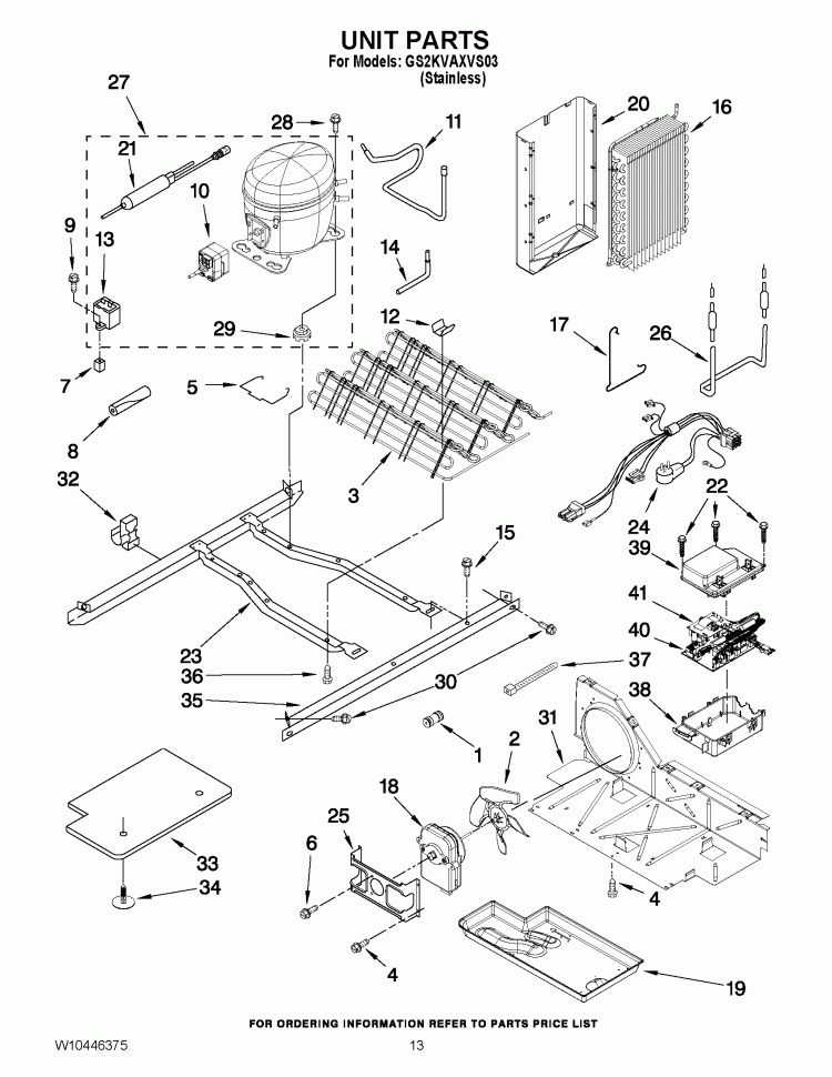 UNIT PARTS Diagram and Parts List for GS2KVAXVS03  Whirlpool Refrigerator