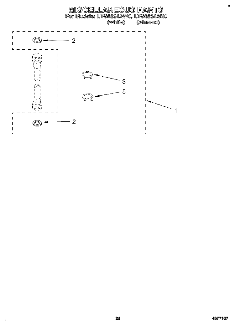 MISCELLANEOUS, LT/OPTIONAL Diagram and Parts List for LTG6234AN0  Whirlpool Washer Dryer Combo