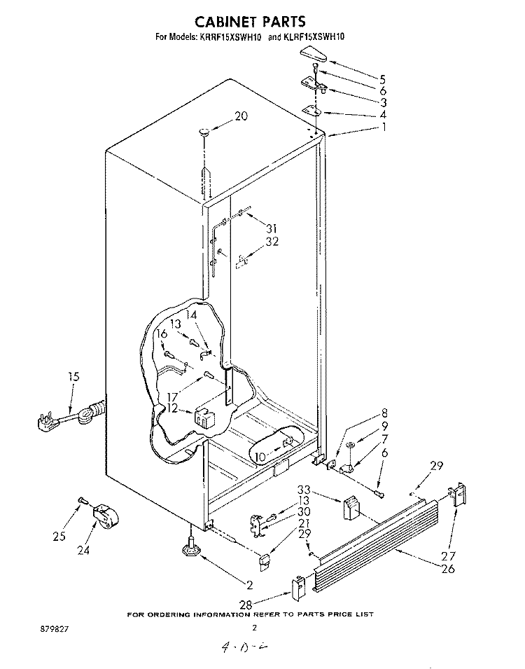 CABINET Diagram and Parts List for KLRF15XSWH10  KitchenAid Refrigerator