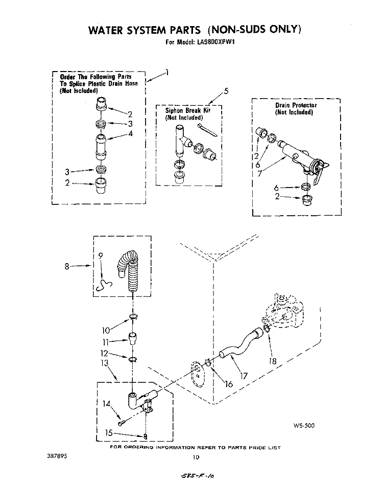 WATER SYSTEM Diagram and Parts List for LA9800XPW1  Whirlpool Washer