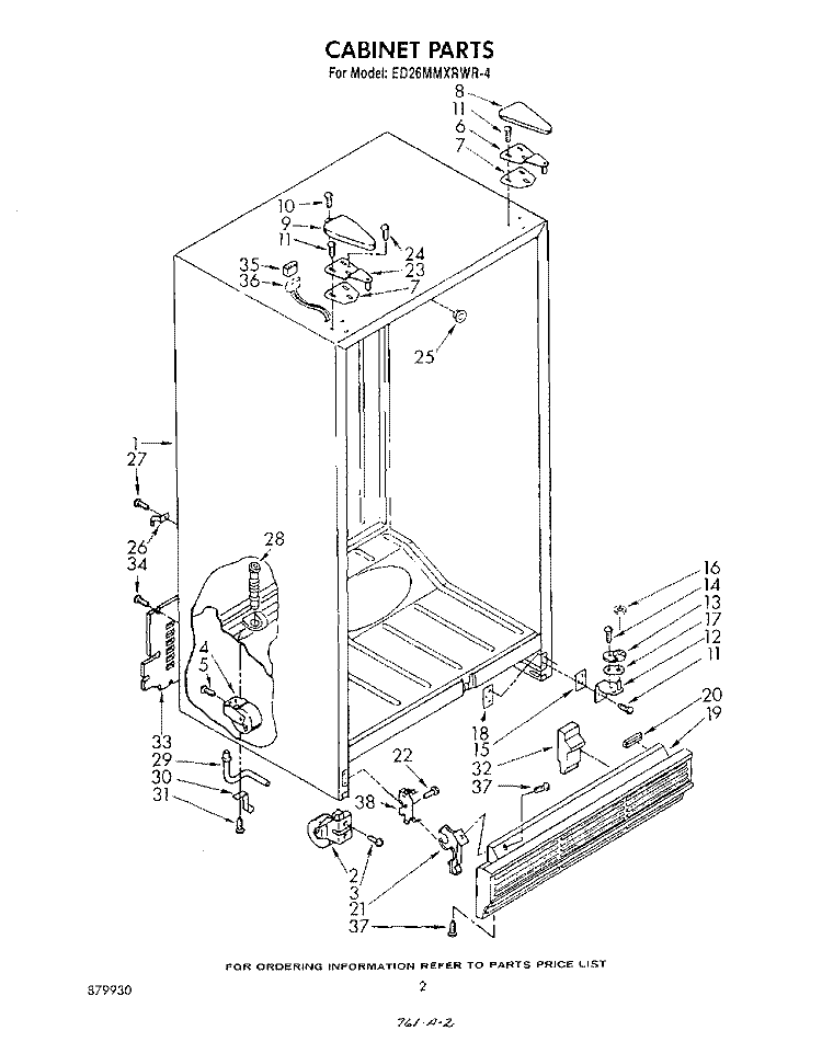 CABINET Diagram and Parts List for ED26MMXRWR4  Whirlpool Refrigerator