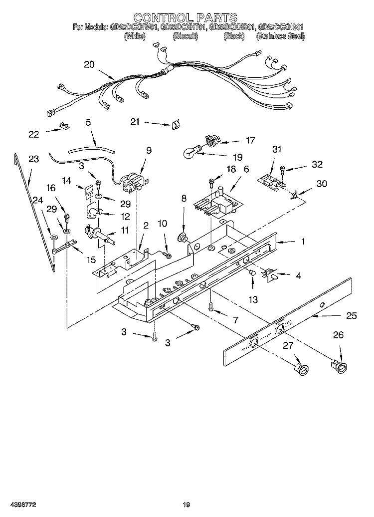 CONTROL Diagram and Parts List for GD22DCXHT01  Whirlpool Refrigerator