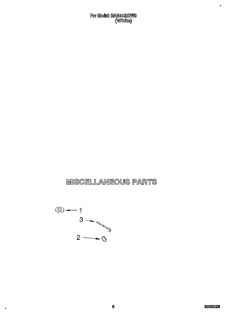 MISCELLANEOUS Diagram and Parts List for RAM4132BW0  Whirlpool Washer