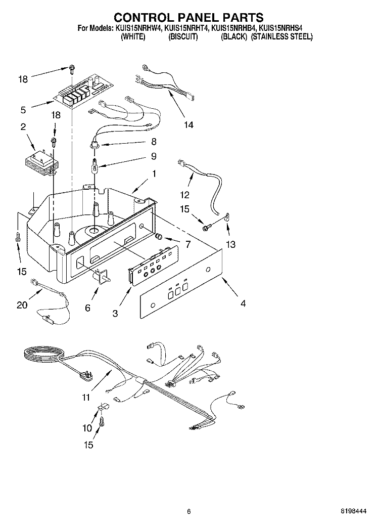 CONTROL PANEL PARTS Diagram and Parts List for KUIS15NRHW4  KitchenAid Ice Maker