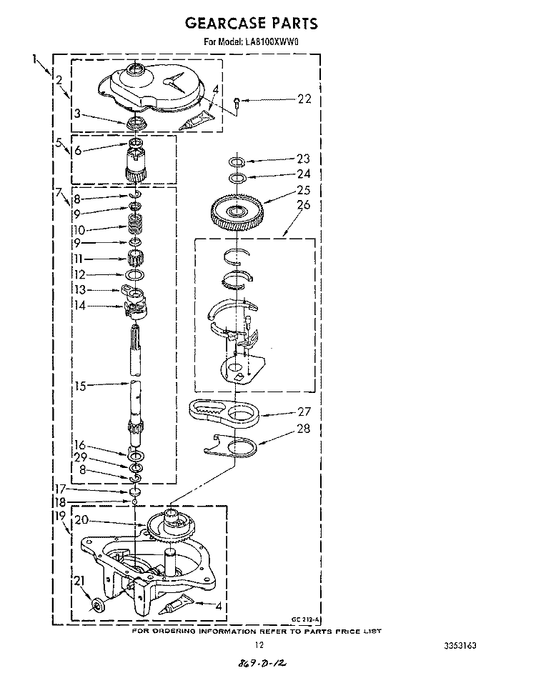 GEARCASE Diagram and Parts List for LA8100XWW0  Whirlpool Washer