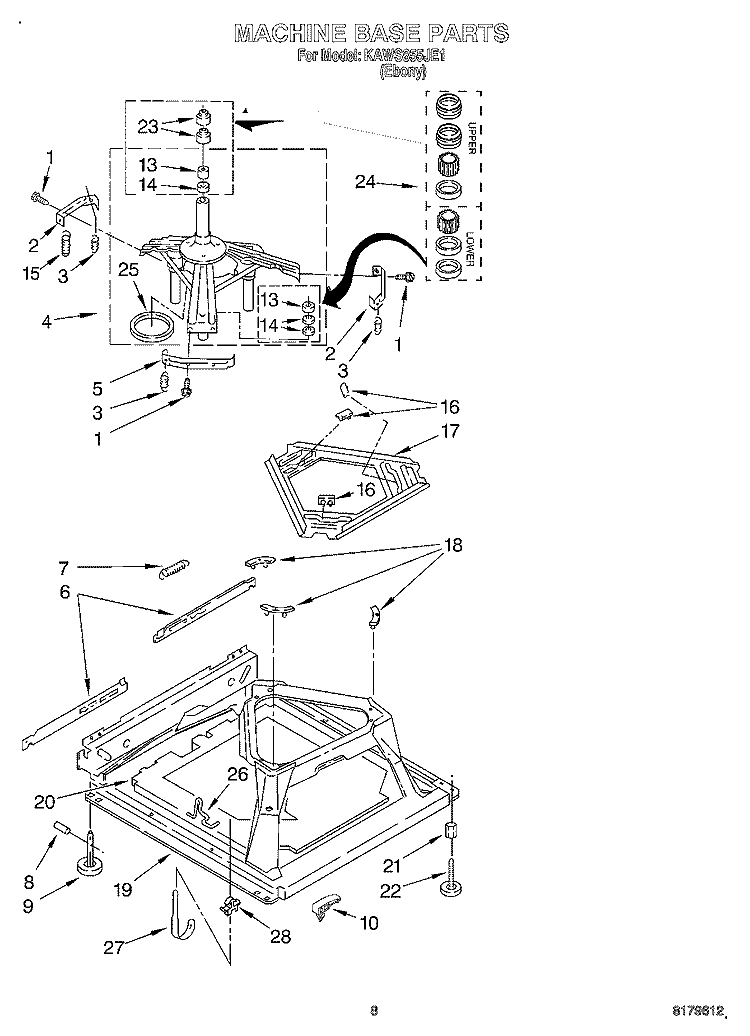 MACHINE BASE Diagram and Parts List for KAWS855JE1  KitchenAid Washer