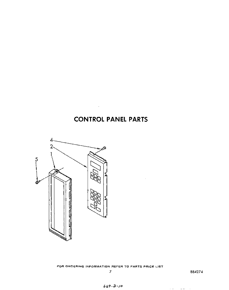 CONTROL PANEL Diagram and Parts List for MW8500XS2  Whirlpool Microwave