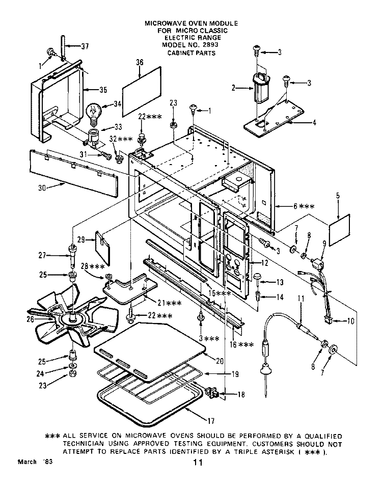 SWITCHES AND MICROWAVE Diagram and Parts List for 2893W0A  Roper Range