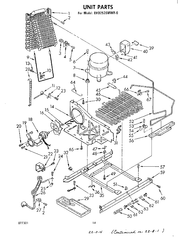 UNIT Diagram and Parts List for EHD253SMWR0  Whirlpool Refrigerator