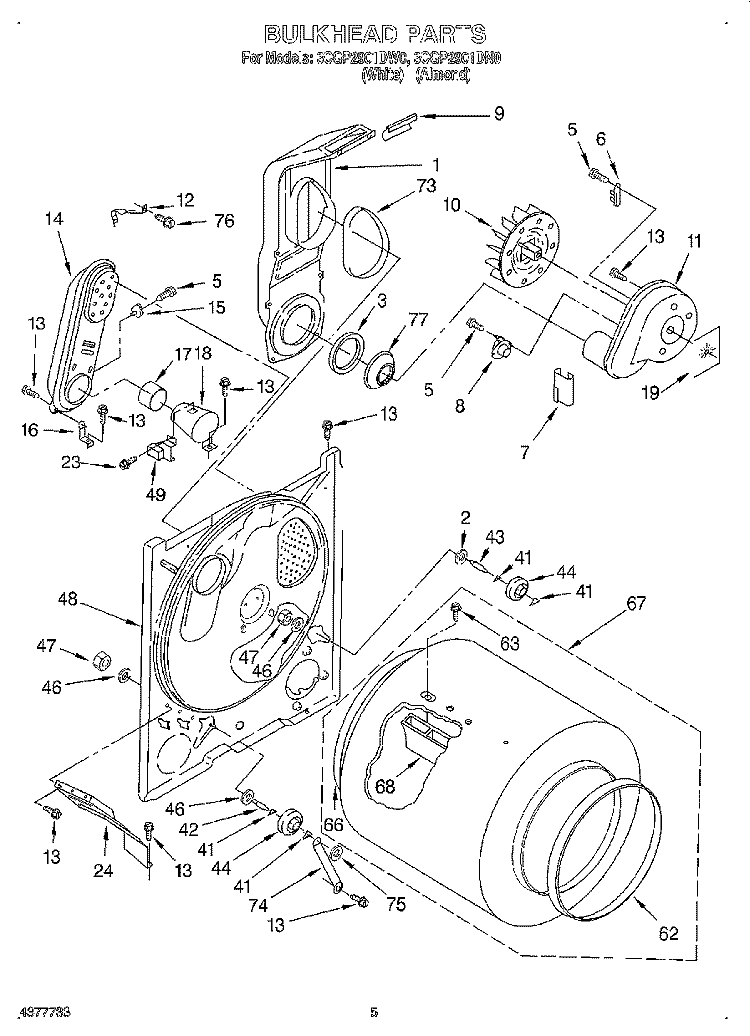 BULKHEAD, LIT/OPTIONAL Diagram and Parts List for 3CGP2901DW0  Whirlpool Dryer